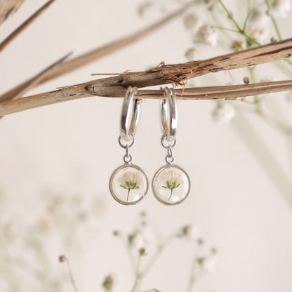 Sun Earrings with Gypsophila flowers