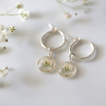 Sun Earrings with Gypsophila flowers
