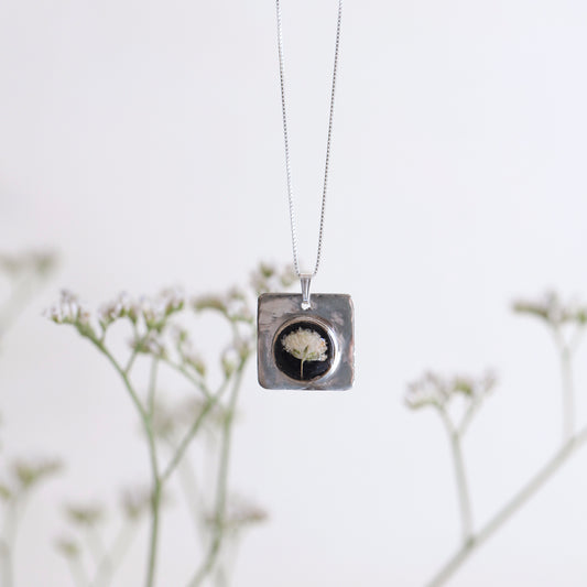 Aura necklace with Gypsophila flower