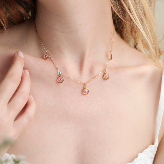 Tia Necklace with Sweet Alyssum flowers