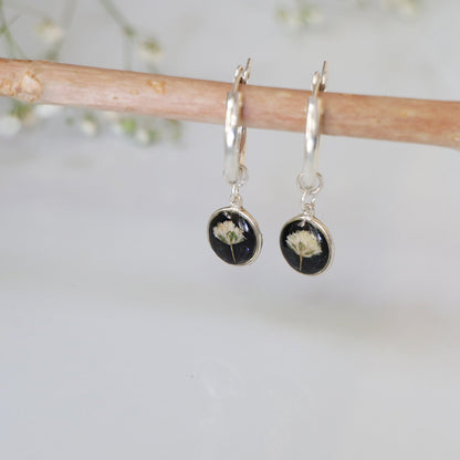 Sun Earrings with Gypsophila flowers