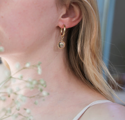 Sun Earrings with Gypsophila flowers
