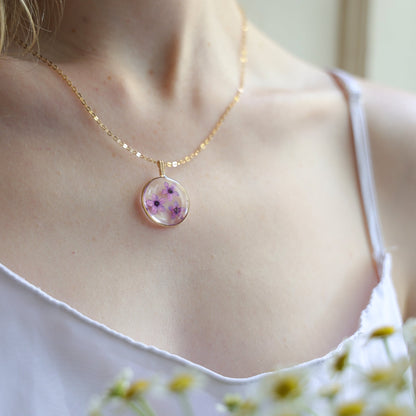 Large Round Necklace with Anchusa Flowers
