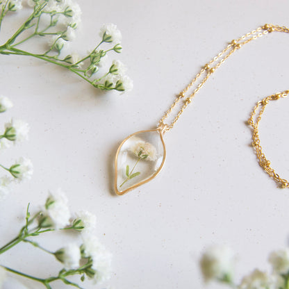 Gold-filled Teardrop Gypsophila Necklace