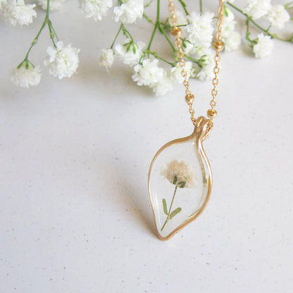 Gold-filled Teardrop Gypsophila Necklace