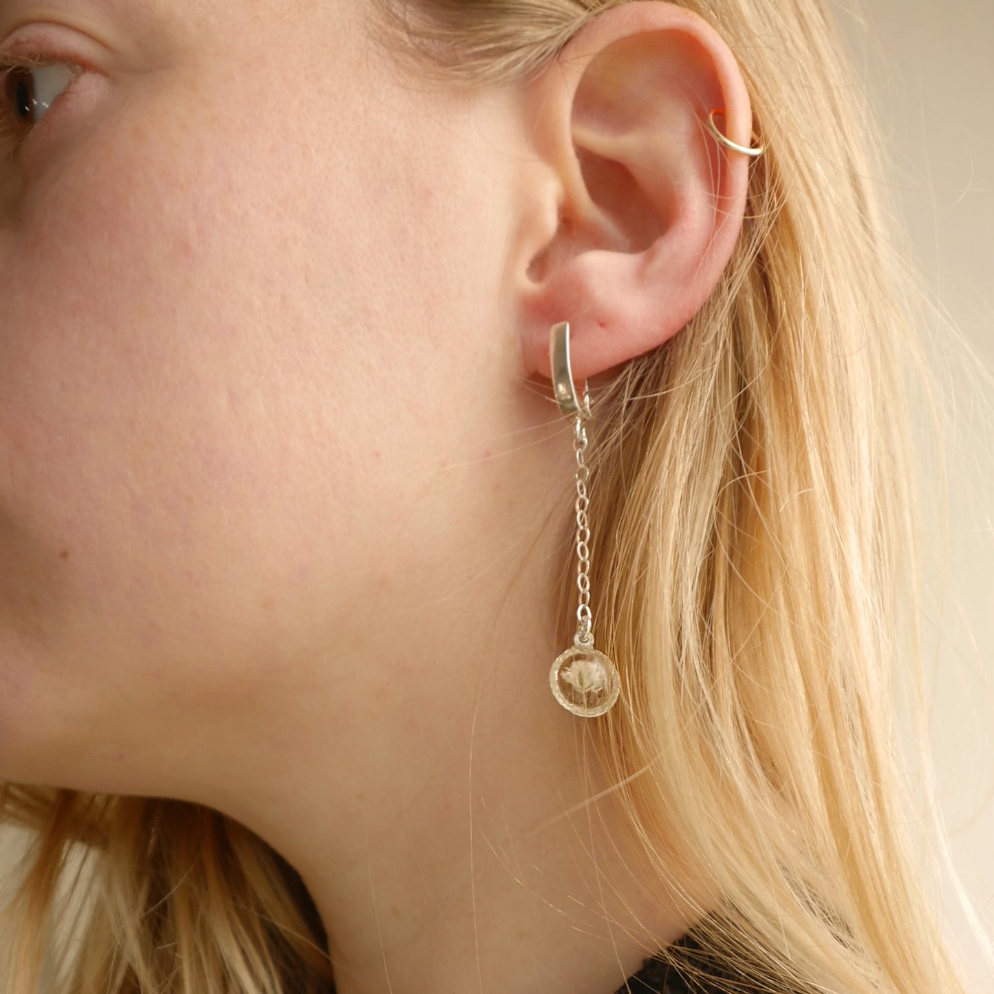 Moon earrings with Gypsophila flowers