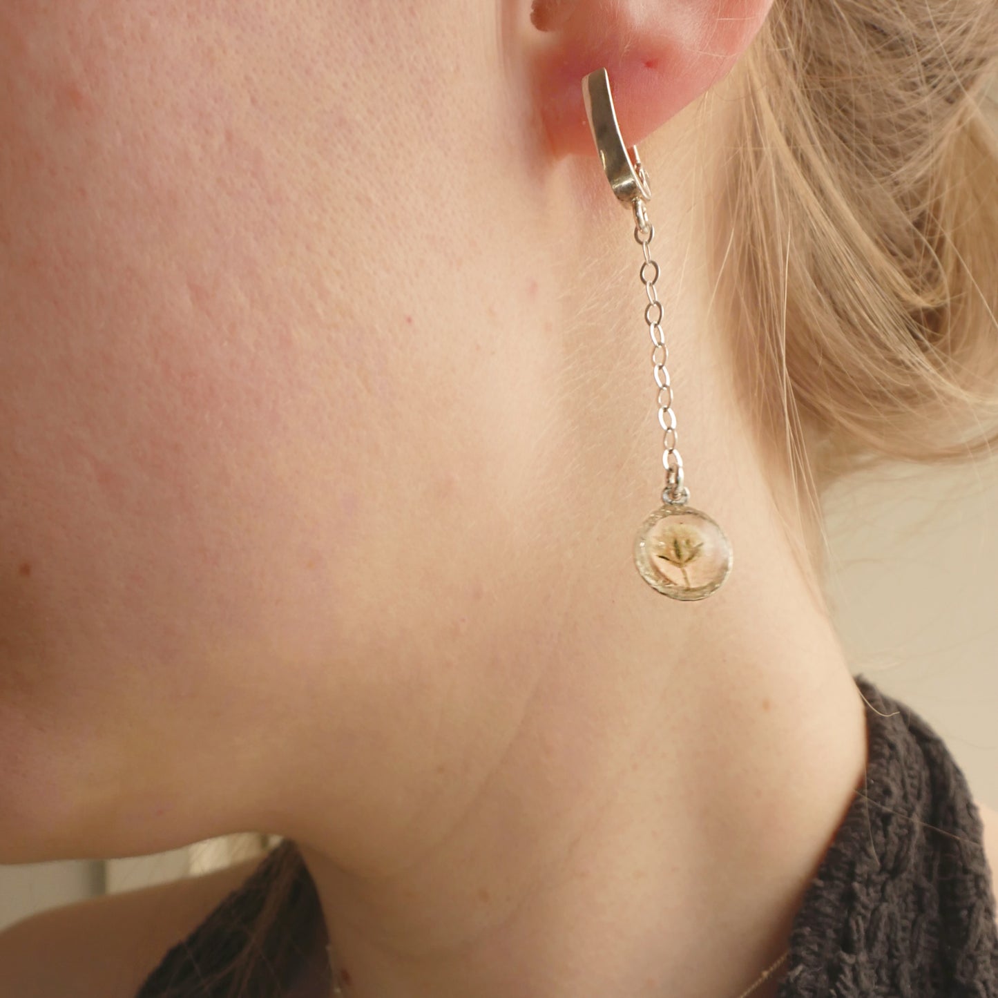 Moon earrings with Gypsophila flowers