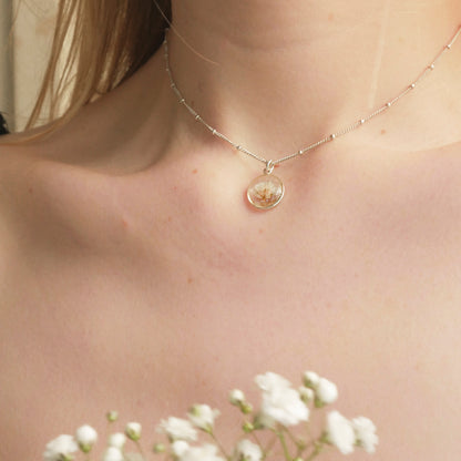 Small round necklace with Gypsophila flower