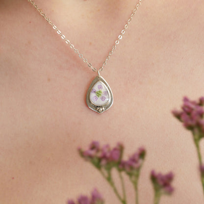Glory Necklace with pink Gypsophila flower