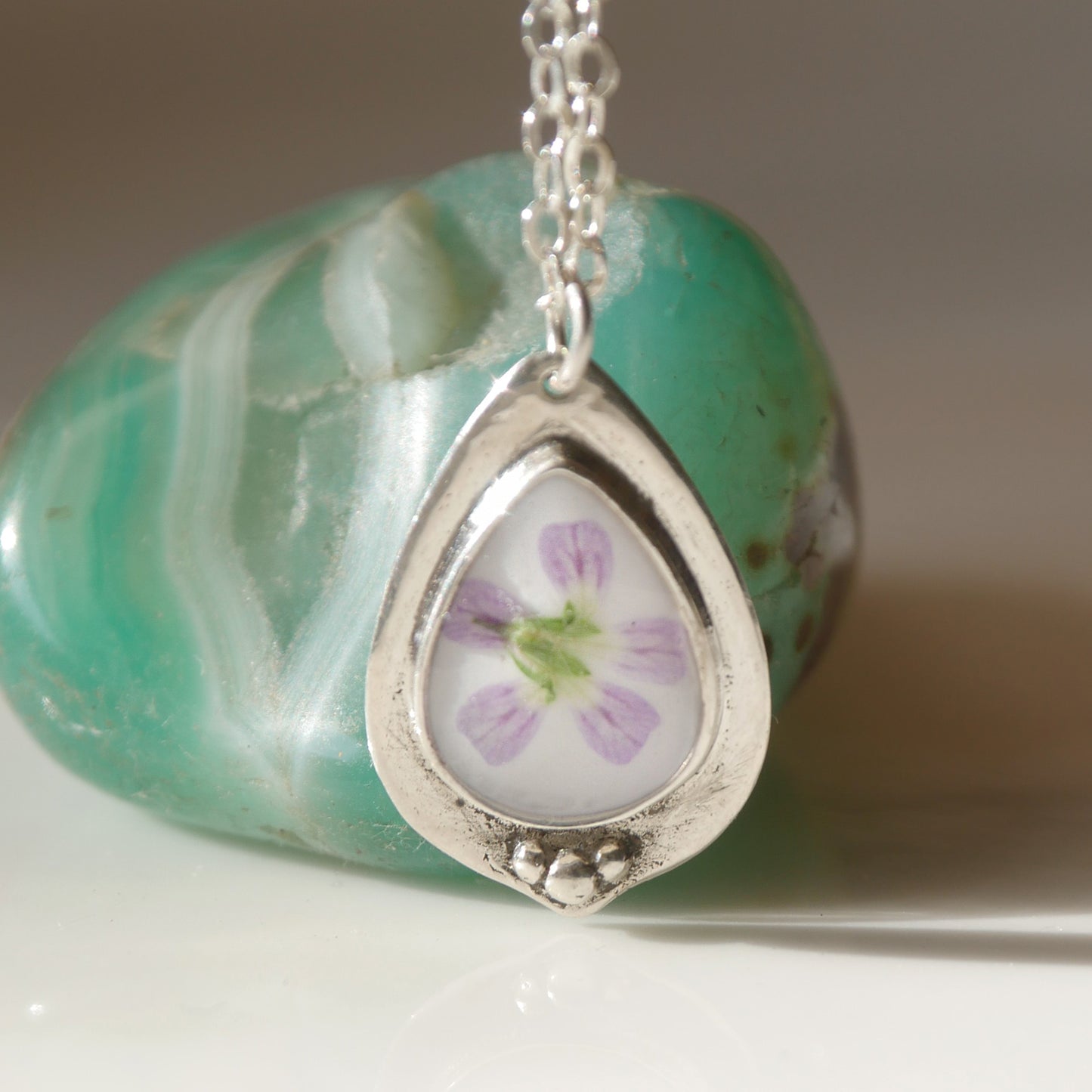 Glory Necklace with pink Gypsophila flower