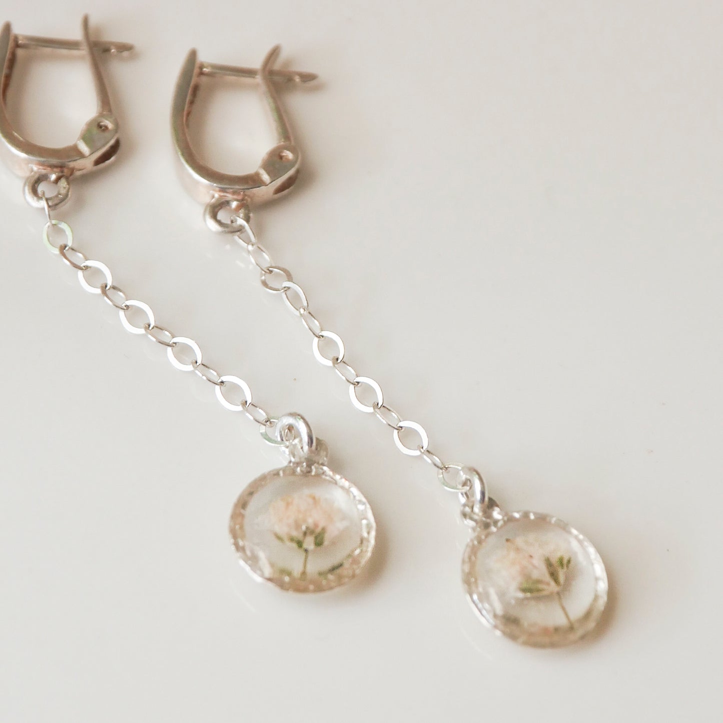 Moon earrings with Gypsophila flowers