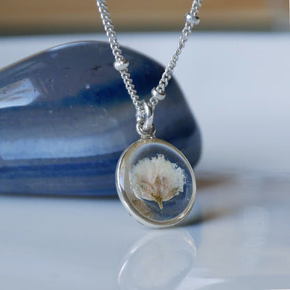 Small round necklace with Gypsophila flower