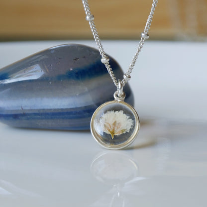 Small round necklace with Gypsophila flower