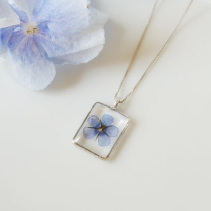 Rectangle necklace with Scarlet Pimpernel flower