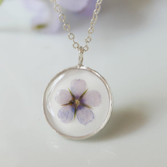 Round Necklace with Scarlet Pimpernel Flower