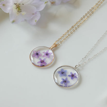 Large Round Necklace with Anchusa Flowers