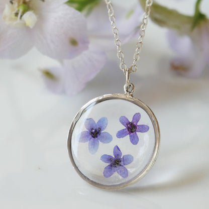 Large Round Necklace with Anchusa Flowers