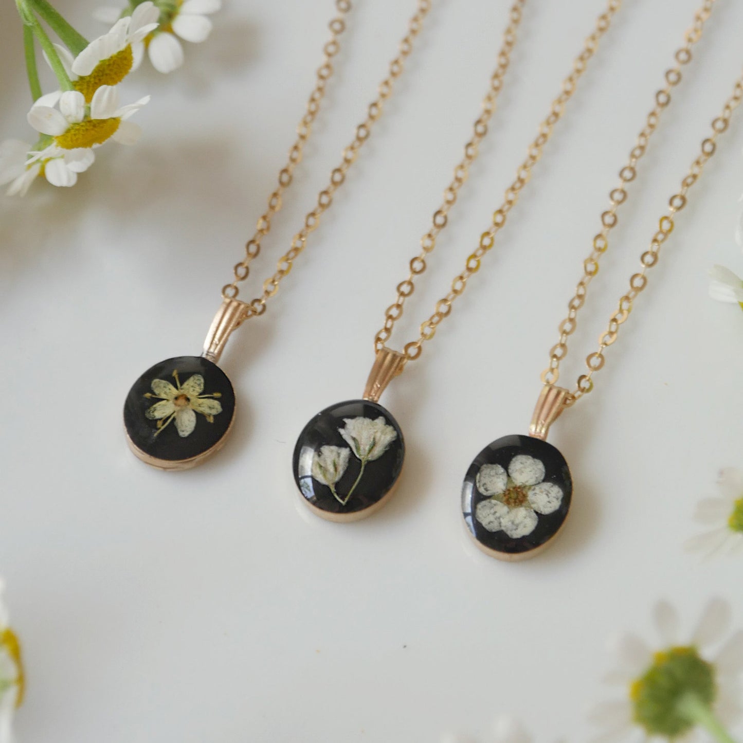 Lora necklace with Gypsophila flower
